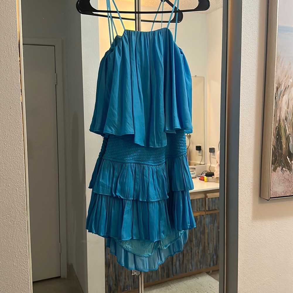 Blue flirty flowy romper